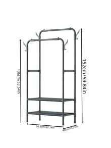 多功能衣帽袋鞋收納架 - 黑色 - 查看 2