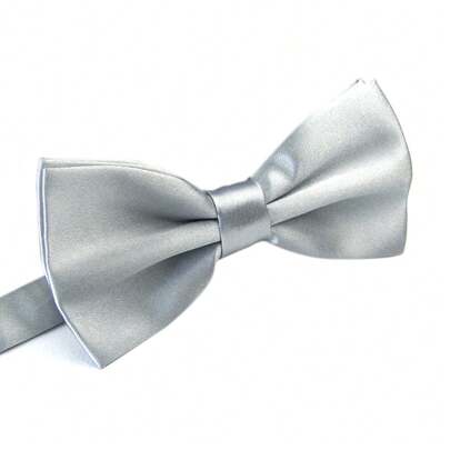 A Random Color Silver Bow Is Suitable For Men Banquet Business Attire. Casual Men Necktie
