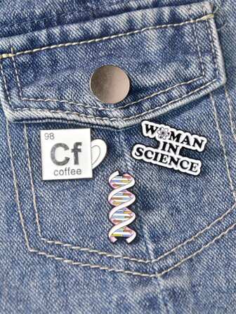 3入組卡通化學科學實驗造型胸針