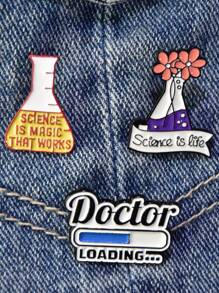 3 piezas Broche con dibujos animados química experimento en forma de - Multicolor - Ver 3