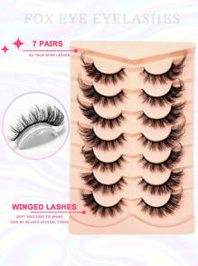 Asiteo 7 Pairs Fox Eye & Cat Eye False Eyelashes, Flared Ends Elongate Eyes, Fluffy Soft Natural Long Faux Mink Lashes - Cat Eye Lashes - View 4
