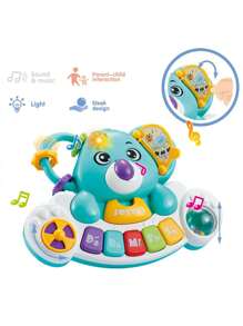 1pc Random Color & Style Children's Educational Musical Instrument, Panda Hand Drum With Electronic Keyboard & Lights & Music - Multicolor - View 4