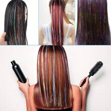 五色髮套裝,共五片、1200發,48英寸髮絲,防熱不變形,閃爍髮型延伸,適用於萬聖節、聖誕節和新年派對造型(五包裝)