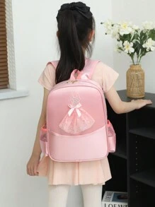 新款兒童輕便舞蹈包帶鞋隔層舞蹈背包芭蕾女孩書包可愛公主舞蹈包男孩女孩 - 粉色 - 查看 2