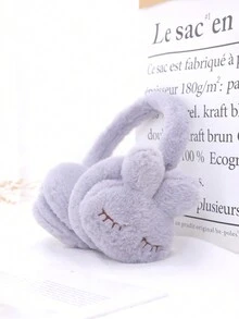 1pc Winter Warm Plush Rabbit Ear Warmer Headband, Adjustable And Suitable For Outdoor Activities - Grey - View 2