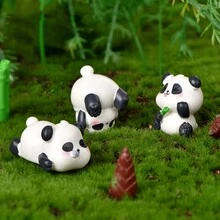 最新款小熊貓微景觀園藝diy景觀配件,可愛的熊貓,竹嫩芽,竹輪,樹脂裝飾品 - 黑色 - 查看 3