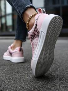 Của phụ nữ Lưới thoáng khí Đáy phẳng Giày thể thao Với Chóp giầy tròn , Lace-up Và In Màu hồng Thiết kế Đối với Giải trí Thể thao - Hồng - Xem 10