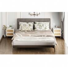 COZAYH Wicker Rattan Nightstand, 2-Drawer End Table Side Table For Small Spaces, Modern Farmhouse Wooden Bedside Table, Boho Mid-Century Coastal Storage Cabinet - White - View 3