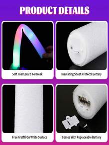 8/15pc, Large LED Light Up Stick Props - Colorful Sponge Foam Fluorescent Stick For Concerts, Bars, And Parties - Glow In The Dark Party SuppliesNew Year'S Gift/Wedding Game/Valentine's Day Gift,Some Parts Are Sent Random - Multicolor - View 9