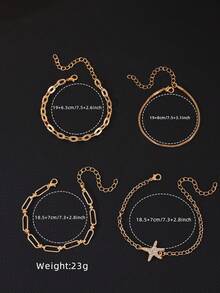 1 套優雅海星造型合金和水鑽裝飾手鍊套裝,適合女士日常佩戴、旅行、送禮