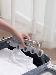 1pc Multi-functional Portable Travel & Hotel Easy-to-use 5-hole Clothes Hook Folding Clothes Drying Rack - White - View 5