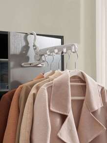 1pc Multi-functional Portable Travel & Hotel Easy-to-use 5-hole Clothes Hook Folding Clothes Drying Rack - White - View 1