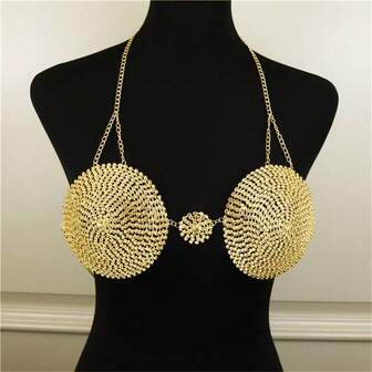 Party Body Chain Circles Fully Rhinestone Decor Erotic Bra Jewelry For Festival Carnival