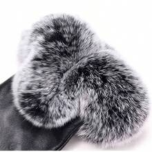 1 đôi Của phụ nữ Giường đôi Ngón tay chất liệu da PU Mùa Đông Găng tay , Sang trọng Lót Ấm áp Găng tay Đối với Ngoài trời Thể thao Trượt tuyết , Đạp xe , Lái - màu đen - Xem 8