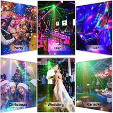 Mslitely 全新藍色 Apple 迪斯可燈,48 種圖案 + Rgb 背景 Dj 燈,帶 3 英尺 Usb 電源線 聲控閃光燈,帶遙控器,適用於派對 家庭表演、酒吧、俱樂部、生日酒吧、聖誕節假期 - 藍色 - 查看 9