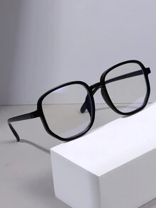 1 件装男士黑色方形塑料无度数眼镜，带镜片，适合日常使用 - 黑色 - 查看 3