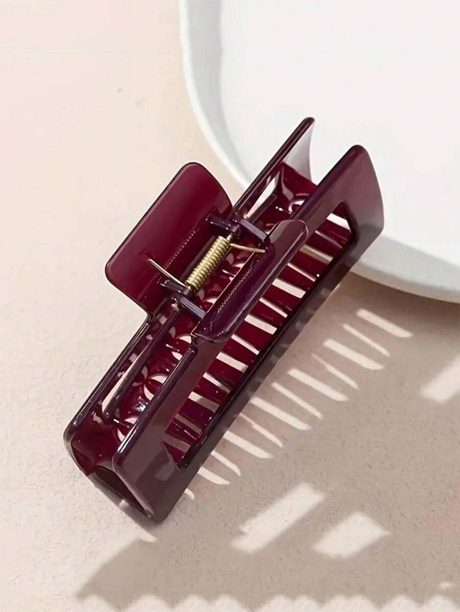 1pc Fashionable Large Square Red Strong Hair Claw Clip, Ponytail Holder, Hairpin With Square Hair Barrette For Back Of Head Casual Summer Hair Clips Hair Jaw Clip Hair Clamps Hair Clutch Hair Catcher Clip, School Stuff, College Fall Winter Hair Accessories For Women For Vacation Outfits Woman