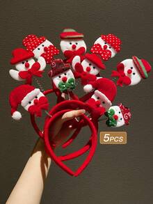 5入組女士可愛的聖誕雪人布質頭箍