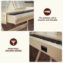 UMOMO 88 Key Weighted Digital Piano, Both Desk Piano & Vanity Desk Piano, 88 Key Progressive Hammer-Action Keyboard Piano For Beginners With MIDI, Burlywood - 米色 - 查看 5