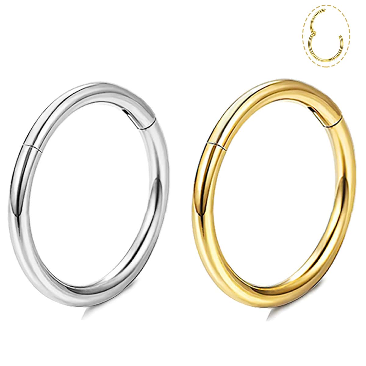 1pc Silver Surgical Steel Septum Nose Ring Lip Ring Helix Cartilage Rook Earrings Women Man Body Piercing Jewelry Hypoallergenic - Silver - View 1