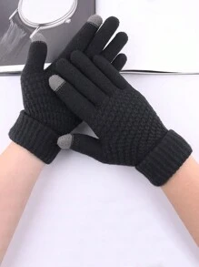 Model de ananas, imitație de cașmir, cu degetele întregi, tricotate cu ecran tactil, mănuși calde jacquard, schi și sporturi în aer liber, mănuși groase de pluș, tricotate de iarnă, potrivite pentru ciclism, motocicletă și schi, mănuși negre