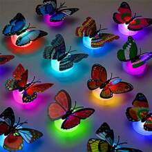 1pc 3d Colorful Butterfly Led Decorative Night Light Sticker, Suitable For Household And Room Decoration, Garden, Backyard, Lawn, Party, Festival Decoration