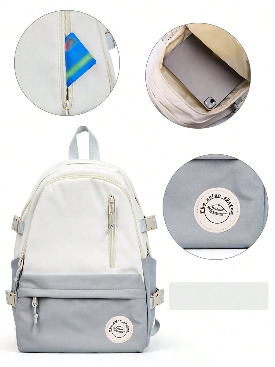 青少年轻便校园背包大号防水休闲书包带拉链和 ID 窗口旅行背包大容量 14 英寸笔记本电脑包适合女孩休闲高中大学度假、旅行、徒步旅行