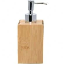 Kit Banheiro Bambu 4 Peças Sabonete Liquido Porta Escova  e Saboneteira - Bege - Visão 4