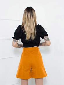 Women Shorts - 芥末黃 - 查看 2