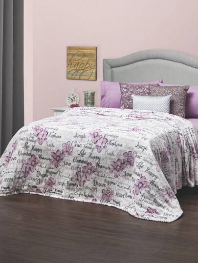 Home Elephant Frazada Individual Gris Floral Chic Suave