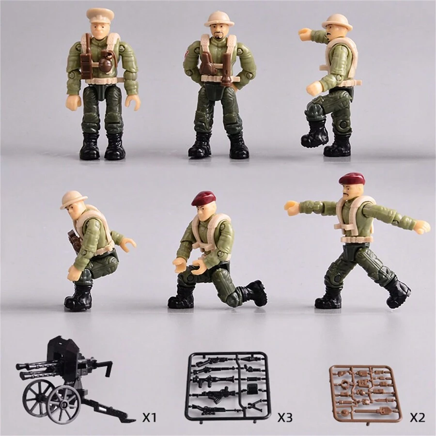 Figura de acción de mini soldados, kit de construcción modelo, juguete de construcción con múltiples accesorios (color aleatorio) - Multicolor - Ver 1