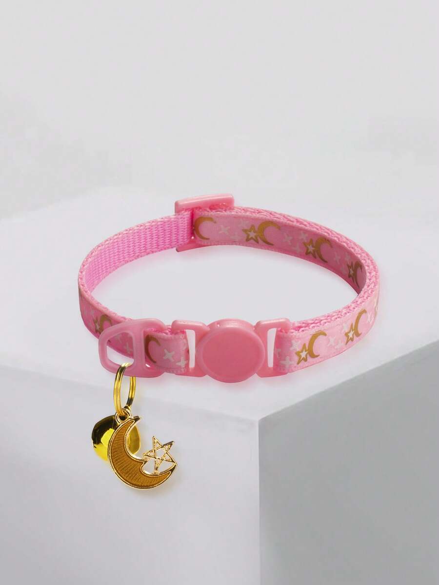 1 件金箔月亮形狀貓項圈,寵物項鍊