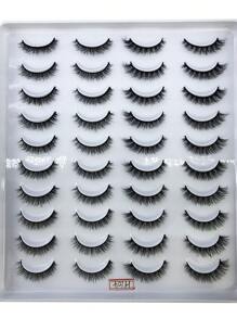 20 对交叉浓密蓬松仿貂皮睫毛，自然外观持久手工 3d 假睫毛，多种款式假睫毛，可用于化妆 - 黑色 - 查看 5