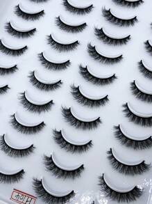 20 对交叉浓密蓬松仿貂皮睫毛，自然外观持久手工 3d 假睫毛，多种款式假睫毛，可用于化妆 - 黑色 - 查看 7