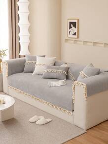 1 Chiếc Đệm Sofa Vải Nhung Ấm Áp Mùa Đông, Phong Cách Đơn Giản Và Hiện Đại Mềm mại, thân thiện với làn da, Vỏ bọc ghế sofa chống trượt, chống bẩn, Tấm bảo vệ ghế sofa chống trầy xước hình mèo lông mịn cho phòng khách Sofa hình chữ L và Sofa 1/2/3/4 chỗ ngồi (đã bán riêng lẻ) - Màu Xám nhạt - Xem 3