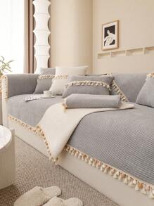 1 Chiếc Đệm Sofa Vải Nhung Ấm Áp Mùa Đông, Phong Cách Đơn Giản Và Hiện Đại Mềm mại, thân thiện với làn da, Vỏ bọc ghế sofa chống trượt, chống bẩn, Tấm bảo vệ ghế sofa chống trầy xước hình mèo lông mịn cho phòng khách Sofa hình chữ L và Sofa 1/2/3/4 chỗ ngồi (đã bán riêng lẻ) - Màu Xám nhạt - Xem 1