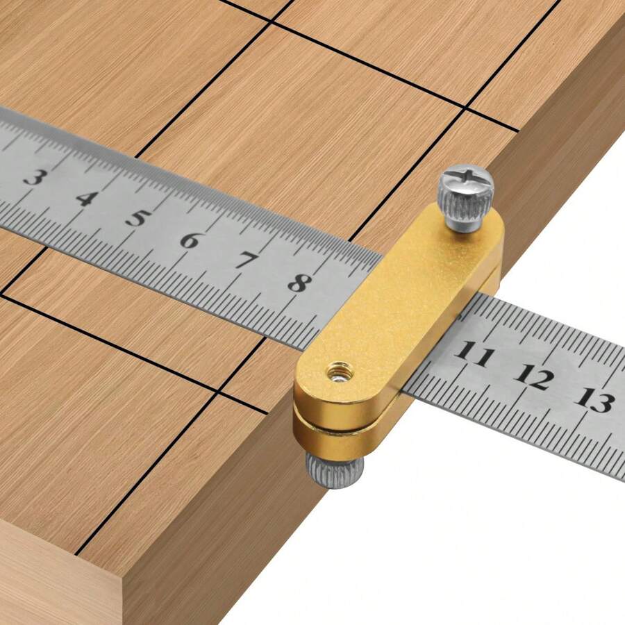 One Set Yellow 30cm Thickening Steel Ruler Positioning Block Stop Angle Scriber Measuring Ruler - Yellow - View 1