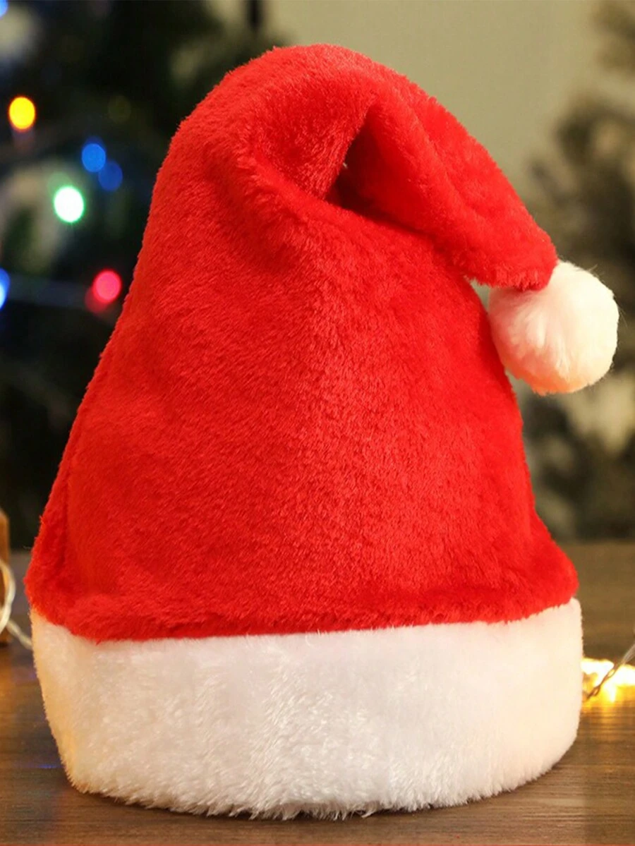 聖誕老人短毛絨紅色帽子,聖誕派對頭飾,聖誕老人派對帽