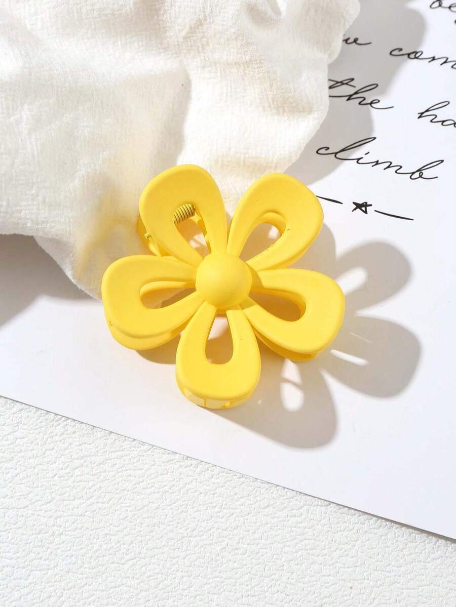 1 件裝女用黃色蕾絲花朵設計髮夾,適合時尚、度假、浪漫風格、日常使用、新年、節日禮物