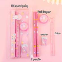 1pc Creative Stationery Set 5-In-1 - Pencil, Eraser, Pencil Sharpener, Ballpoint Pen, Highlighter - Children Gift, Student Prize - Multicolor - View 9