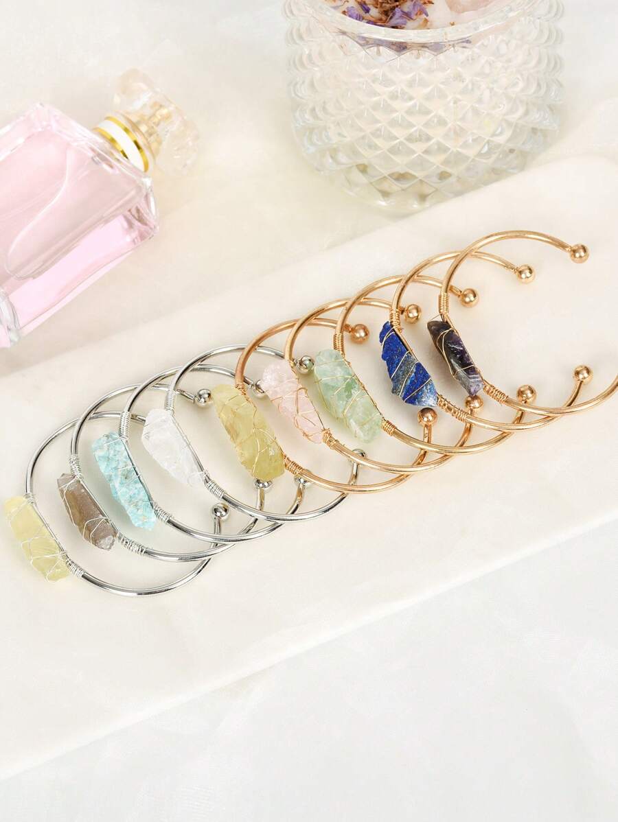 1 件不对称水晶原石手工编织手链，适合日常佩戴