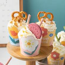 75pcs Cartoon Flower Cupcake Cups - High Temperature Resistant & Perfect for Ovens! - sunflower - View 6