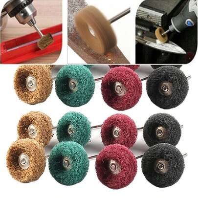 5/10/20pcs Mini Nylon Abrasive Brush With Shank For Polishing & Grinding, Suitable For Buffing And Brushing, Equipped With 3mm Handle Tools