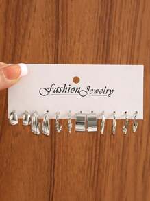 12 Piezas Conjunto De Pendientes Sencillos Con Perlas Artificiales Y Formas Geométricas Metálicas Para Mujeres, Perfecto Para Días Festivos, Citas, Uso Diario O Como Regalo De Obsequio