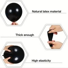 102个紫色黑色金属乳胶气球拱门套装，18英寸、12英寸、5英寸黑色紫色乳胶和金属气球，带胶点气球条，适用于冬季节日派对、生日派对、婚礼气球装饰、婴儿派对、新娘派对气球装饰 - 黑色 - 查看 6