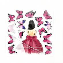 1pc Red Butterfly Back View Girl Birthday Cake Decoration Topper/pick - Red - View 2