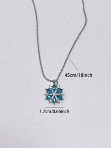水鑽雪花吊墜項鍊 - 銀色 - 查看 3