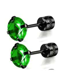 1 對鈦鋼螺旋不銹鋼爪和綠色水鑽耳環。適用於軟骨穿刺,靈敏度低。圓形爪螺絲圓形圓柱耳塞是一款男女皆宜的雙面配戴耳飾。這是理想的節日禮物。 - 綠色 - 查看 7