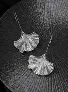 1 Paire De Boucles D'oreilles Pendentifs Créatives Et Chics En Forme De Feuilles De Ginkgo Avec Texture D'écorce D'arbre Pour Un Usage Quotidien Pour Les Femmes