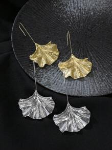 1 Paire De Boucles D'oreilles Pendentifs Créatives Et Chics En Forme De Feuilles De Ginkgo Avec Texture D'écorce D'arbre Pour Un Usage Quotidien Pour Les Femmes